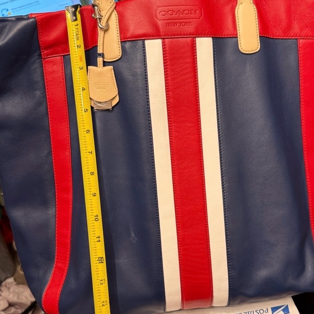 Coach large RARE Navy and Red Striped Tote - Picture 3 of 9